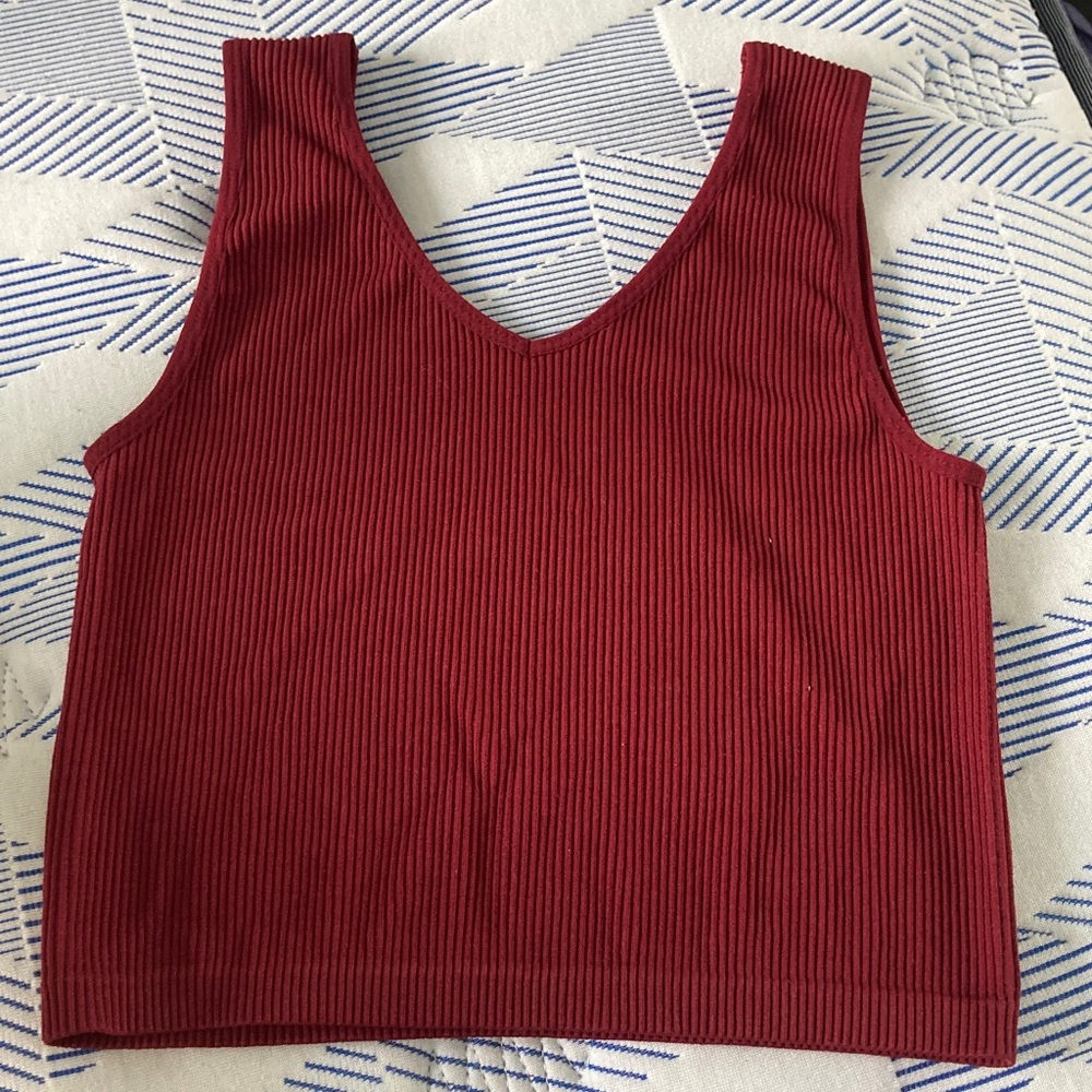 Unworn Ribbed Burgundy Tank Top
